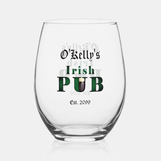 Irish Pub Stemless Wijn Cocktail Glas Drinkware (Voorkant)