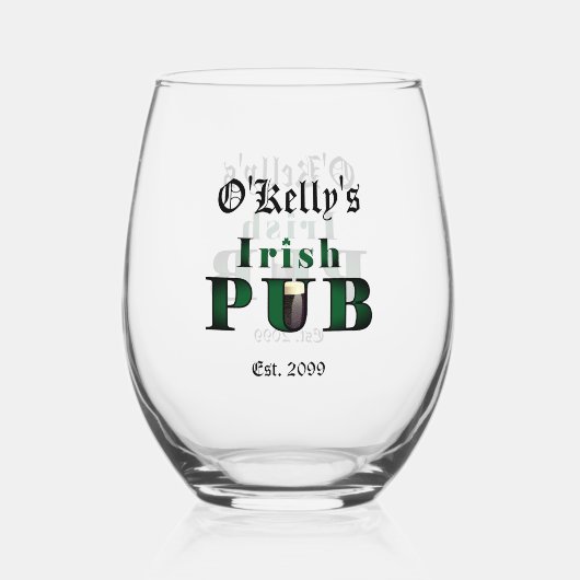 Irish Pub Stemless Wijn Cocktail Glas Drinkware (Achterkant)