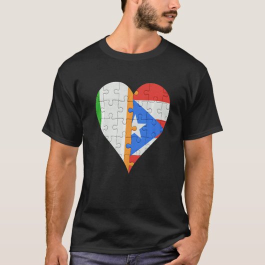 Irish Puerto Rican Flag Heart T-shirt (Voorkant)