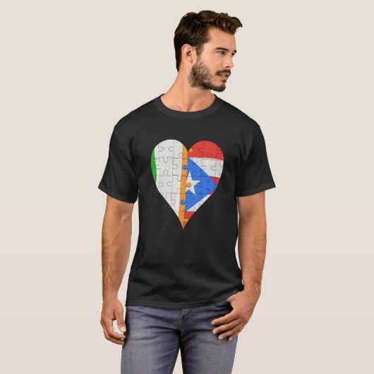 Irish Puerto Rican Flag Heart T-shirt (Voorkant volledig)