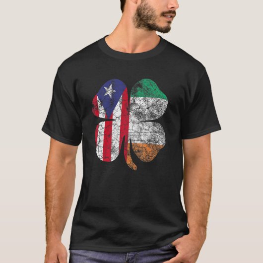 Irish Puerto Rican Flag Ireland Shamrock St Patric T-shirt (Voorkant)