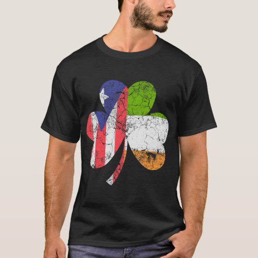 Irish Puerto Rican Flag Ireland Shamrock St T-shirt (Voorkant)