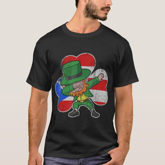 Irish Puerto Rico Dabbing Leprechaun St Patricks T-shirt (Voorkant)