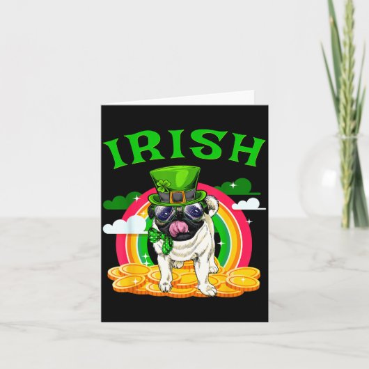 Irish Pug Funny St Patricks Day Leprechaun Dog Men Kaart (Voorkant)