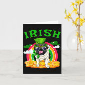 Irish Pug Funny St Patricks Day Leprechaun Dog Men Kaart (Gele Bloem)