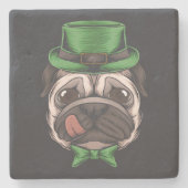 Irish Pug St Patrick's Day groen pet hondenliefheb Stenen Onderzetter (Voorkant)