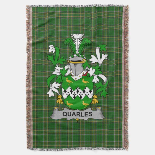 Irish Quarles Coat of Arms Family Crest Ierland Deken (Voorkant Verticaal)