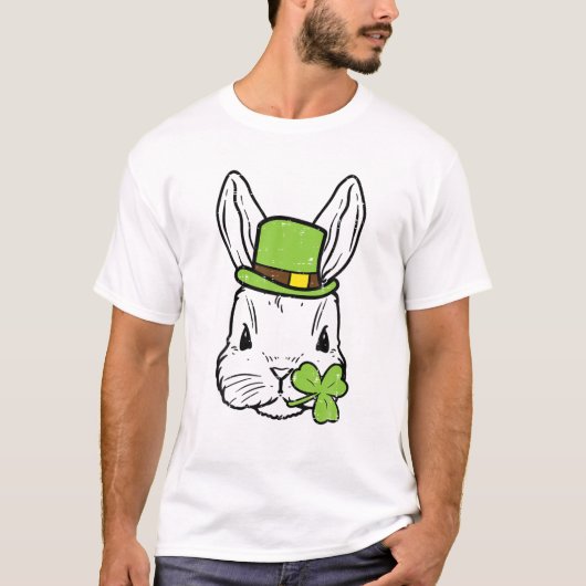 Irish Rabbit Bunny Cute Saint Paddys St Patricks D T-shirt (Voorkant)