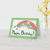 Irish Rainbow Happy Birthday Wenskaart Kaart (Gele Bloem)