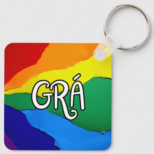 Irish Rainbow Love - Grá betekent liefde Sleutelhanger (Achterkant)