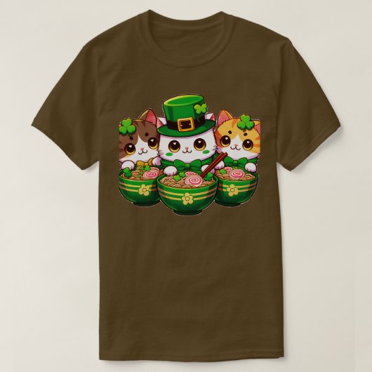 Irish Ramen Cats Schattige St Patricks Day Vrouwen T-shirt (Design voorkant)