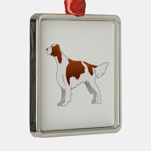 Irish Red and White Setter Basic Illustration Metalen Ornament (Rechts)