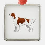 Irish Red and White Setter Basic Illustration Metalen Ornament (Voorkant)