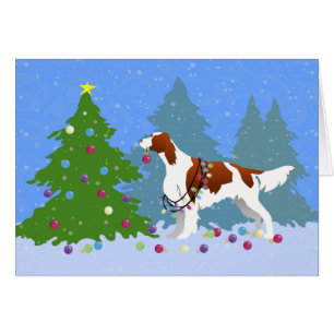 Irish Red and White Setter Decorting Tree Card