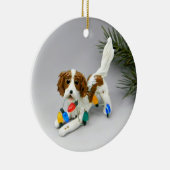 Irish Red and white Setter kerstversiering Keramisch Ornament (Rechts)