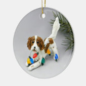Irish Red and white Setter kerstversiering Keramisch Ornament (Links)