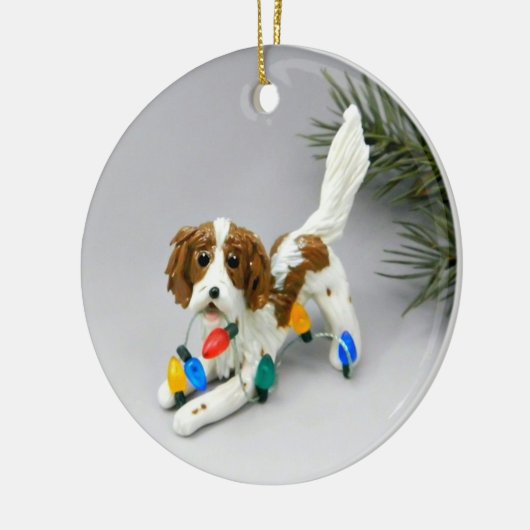 Irish Red and white Setter kerstversiering Keramisch Ornament (Links)