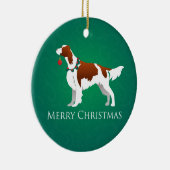 Irish Red and White Setter Merry-kerstontwerp Keramisch Ornament (Rechts)