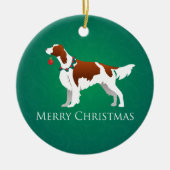 Irish Red and White Setter Merry-kerstontwerp Keramisch Ornament (Voorkant)
