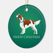 Irish Red and White Setter Merry-kerstontwerp Keramisch Ornament (Links)