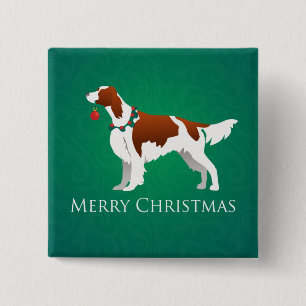 Irish Red and White Setter Merry-kerstontwerp Vierkante Button 5,1 Cm