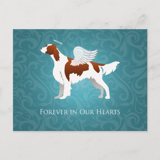 Irish Red and White Setter Pet Memorial Dog Angel Briefkaart (Voorkant)