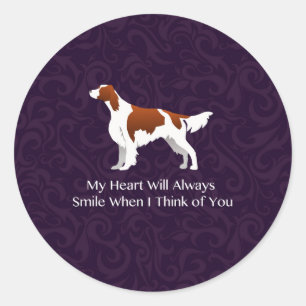 Irish Red and White Setter Thinking of You Ronde Sticker