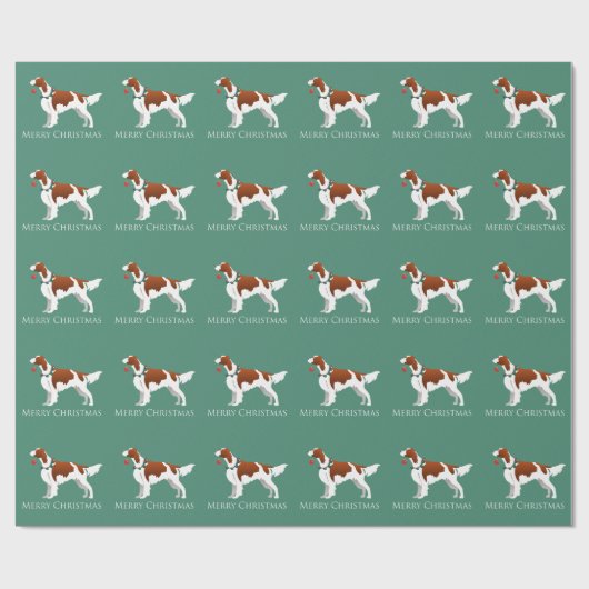 Irish Red en White Setter Merry Kerstmis Cadeaupapier (Vlak)