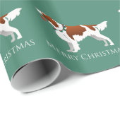 Irish Red en White Setter Merry Kerstmis Cadeaupapier (Rol Hoek)