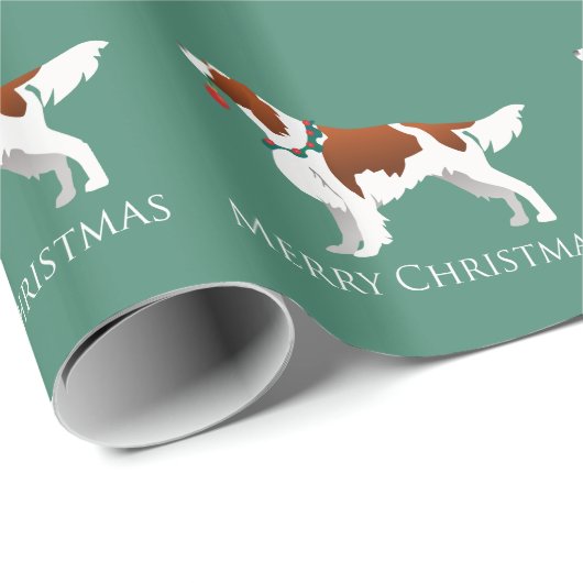 Irish Red en White Setter Merry Kerstmis Cadeaupapier (Rol Hoek)