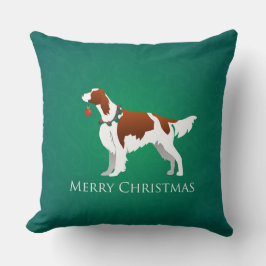 Irish Red en White Setter Merry Kerstmis Kussen