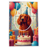 Irish Red Setter Birthday Celebration Medium Cadeauzakje (Voorkant)