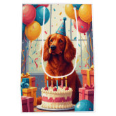 Irish Red Setter Birthday Celebration Medium Cadeauzakje (Achterkant)