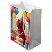 Irish Red Setter Birthday Celebration Medium Cadeauzakje (Achterkant Gekanteld)