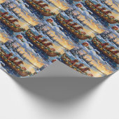 Irish Red Setter Christmas Boat Holiday Cadeaupapier (Hoek)