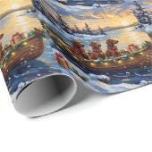 Irish Red Setter Christmas Boat Holiday Cadeaupapier (Rol Hoek)