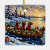 Irish Red Setter Christmas Boat Holiday Keramisch Ornament (Voorkant)