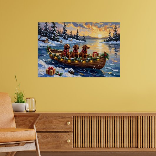 Irish Red Setter Christmas Boat Holiday Poster (Woonkamer 2)