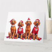 Irish Red Setter Christmas Dress Santa Hat Kaart (Voorkant)