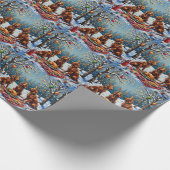 Irish Red Setter Christmas Forest Feast Holiday Cadeaupapier (Hoek)