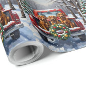 Irish Red Setter Christmas Red Truck Holiday Cadeaupapier (Rol Hoek)