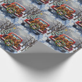 Irish Red Setter Christmas Red Truck Holiday Cadeaupapier (Hoek)