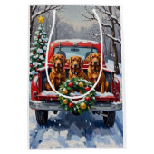 Irish Red Setter Christmas Red Truck Holiday Medium Cadeauzakje (Voorkant)