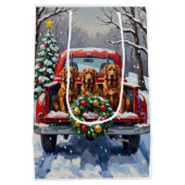 Irish Red Setter Christmas Red Truck Holiday Medium Cadeauzakje (Achterkant)