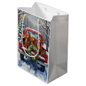 Irish Red Setter Christmas Red Truck Holiday Medium Cadeauzakje (Achterkant Gekanteld)