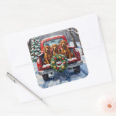 Irish Red Setter Christmas Red Truck Holiday Vierkante Sticker (Envelop)