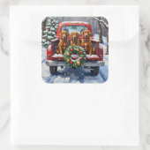 Irish Red Setter Christmas Red Truck Holiday Vierkante Sticker (Tas)