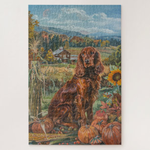 Irish Red Setter Dog Autumn Harvest Thanksgiving Legpuzzel