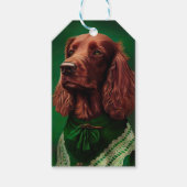 Irish Red Setter Dog in St. Patrick's Day Dress Cadeaulabel (Voorkant)