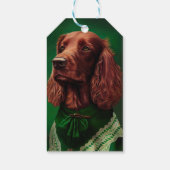 Irish Red Setter Dog in St. Patrick's Day Dress Cadeaulabel (Achterkant)